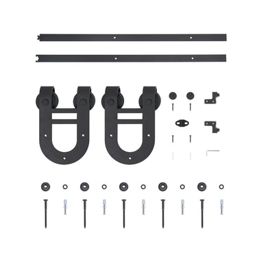 Flat Wheel Barn Door Hardware Kit – Heavy Duty Sliding Track System for Single Door DS-2050008