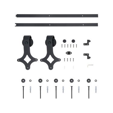 Sliding Barn Door Hardware Kit – Heavy Duty Steel Track System with Strap Hangers for Single Door DS-2050009
