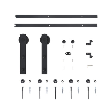 6.6 FT Sliding Barn Door Hardware Kit – Heavy Duty Steel Track System with Strap Hangers for Single Door DS-2050011