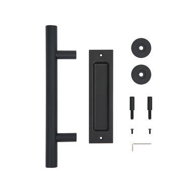 12″ Double-Sided Heavy-Duty Barn Door Handle, Matte Black Steel Pull for Sliding Doors DS-D0101