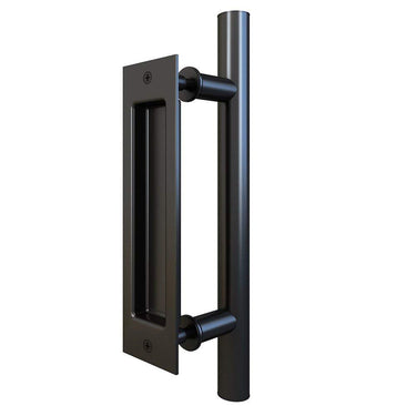 12″ Double-Sided Heavy-Duty Barn Door Handle, Matte Black Steel Pull for Sliding Doors DS-D0101