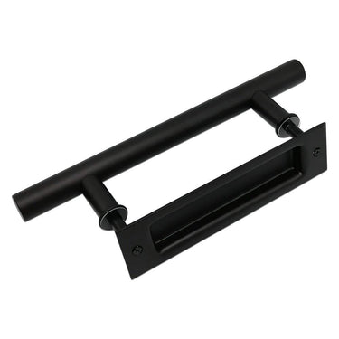 12″ Double-Sided Heavy-Duty Barn Door Handle, Matte Black Steel Pull for Sliding Doors DS-D0101
