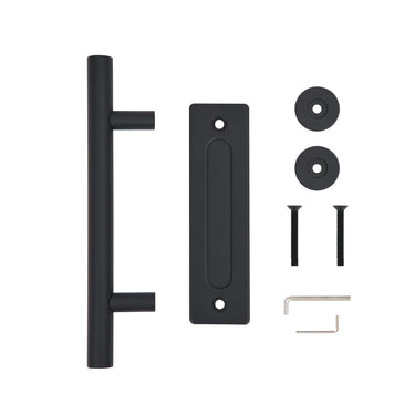 12' Rustic Barn Door Handle Pull, Heavy-Duty Cast Iron, Matte Black, Curved Grip for Sliding Barn Doors DS-D071