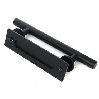 12' Rustic Barn Door Handle Pull, Heavy-Duty Cast Iron, Matte Black, Curved Grip for Sliding Barn Doors DS-D071