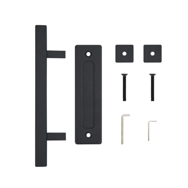 12″ Double-Sided Matte Black Barn Door Handle – Modern Rectangular Steel Pull DS-D091