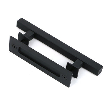 12″ Double-Sided Matte Black Barn Door Handle – Modern Rectangular Steel Pull DS-D091