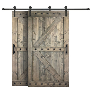 Bypass Barn Door – Custom Solid Wood Plank, Rustic Style