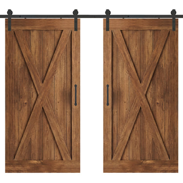 Double Bi-Parting Barn Door – Custom Solid Wood Plank, Rustic Style