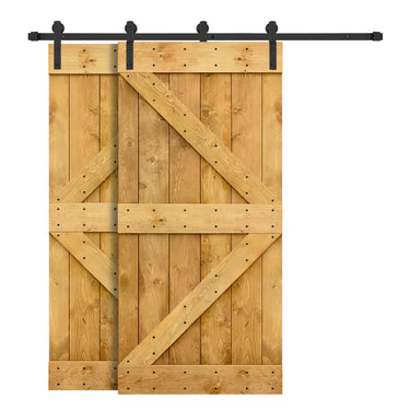Bypass Barn Door – Custom Solid Wood Plank, Rustic Style