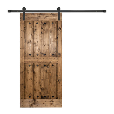 Custom Solid Wood Rustic Single Barn Door with Black Steel Hardware | Handcrafted Sliding Barn Door